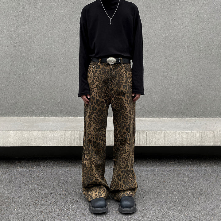SHADOW LEOPARD DENIM PANTS AEDES4567 - Deuku