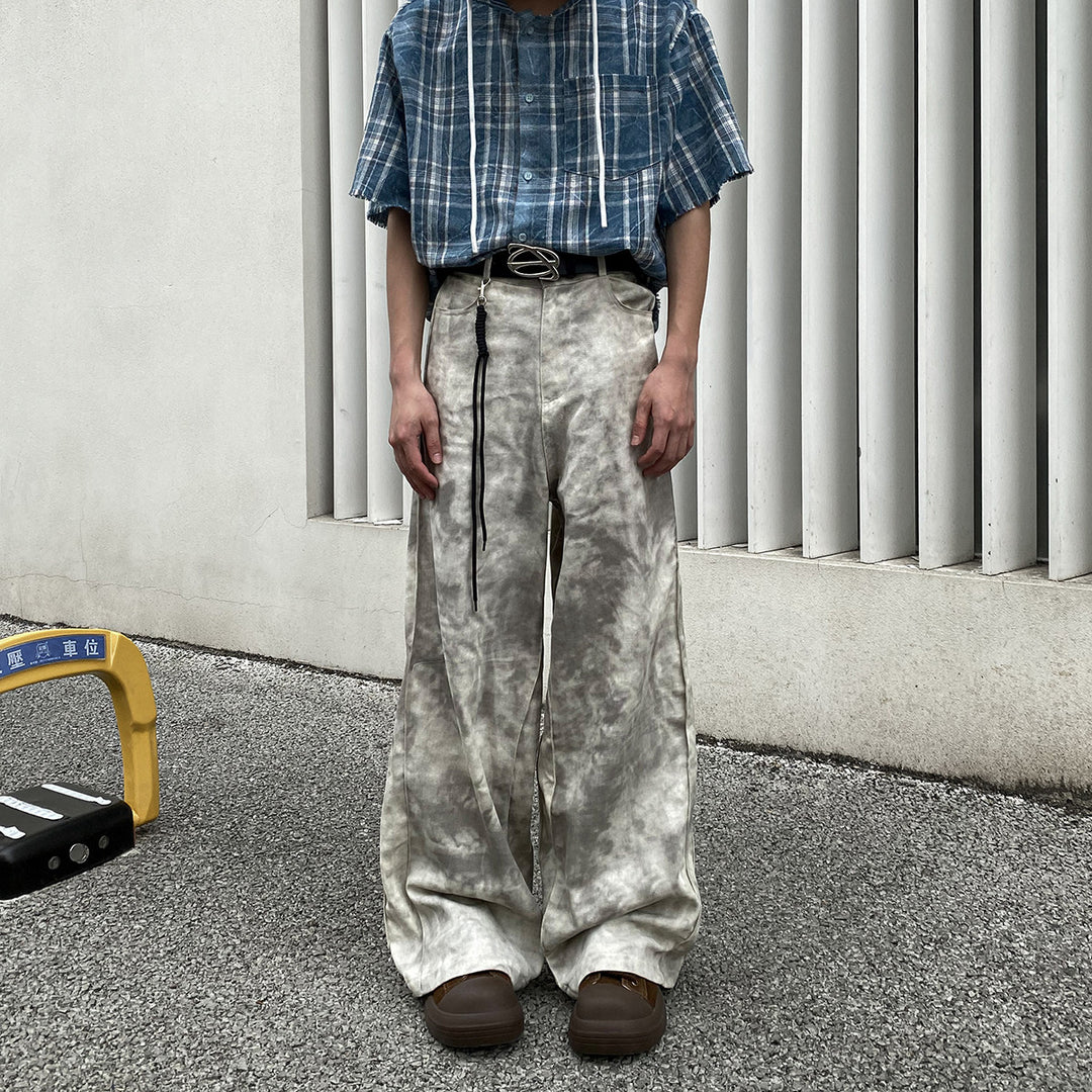 SMOKE TIE DYE SIDE PANEL WIDE PANTS AEDES4571 - Deuku