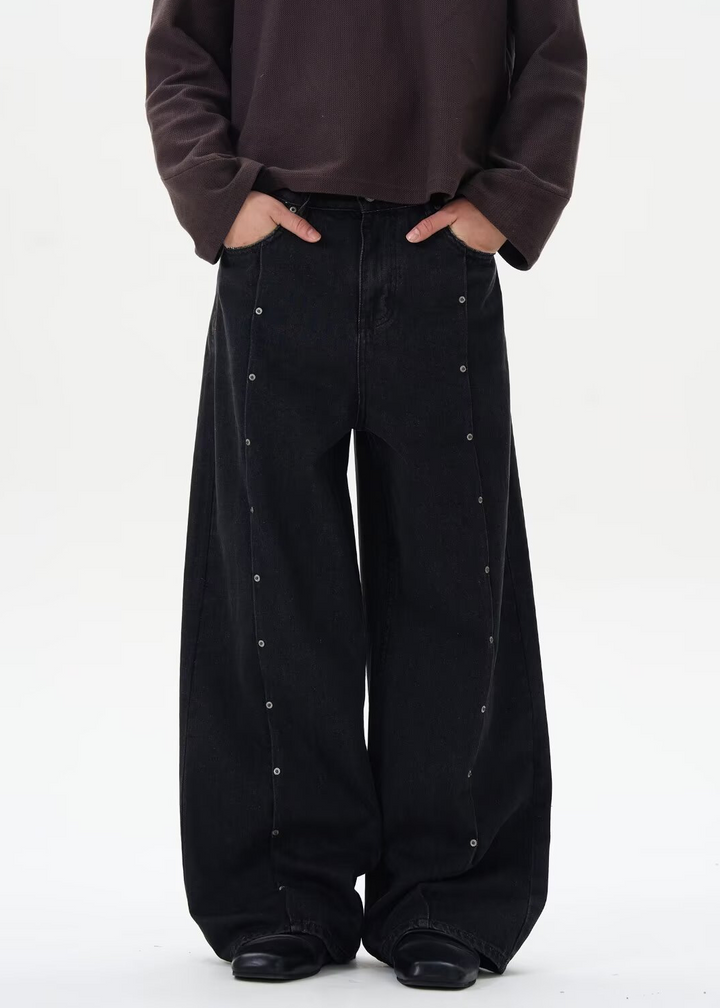 RIVET CURVE WIDE DENIM PANTS BEDES4640