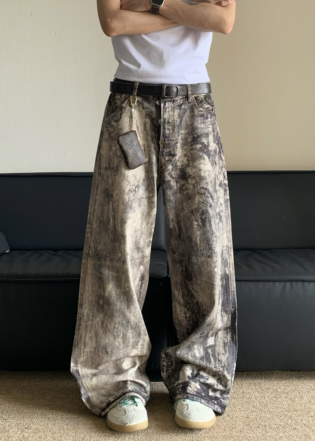 MARBLE WIDE DENIM PANTS BEDES4746