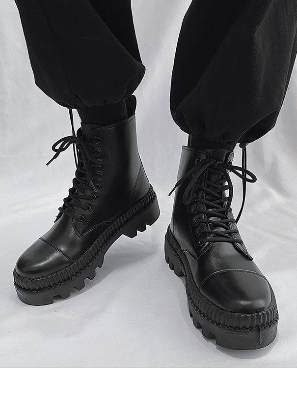 SIDE ZIP COMBAT PLATFORM BOOTS BEDES4546