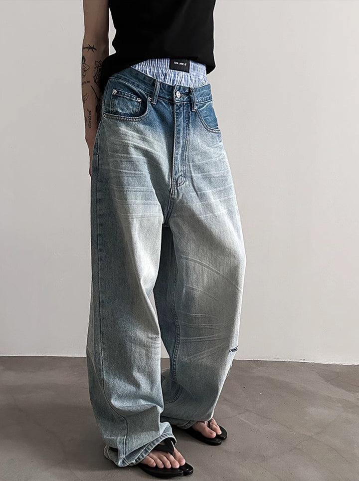 WASHED WIDE DENIM PANTS VFDES4232