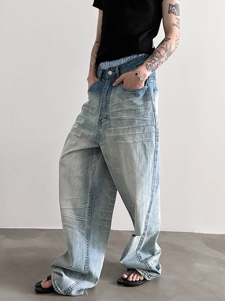 WASHED WIDE DENIM PANTS VFDES4232