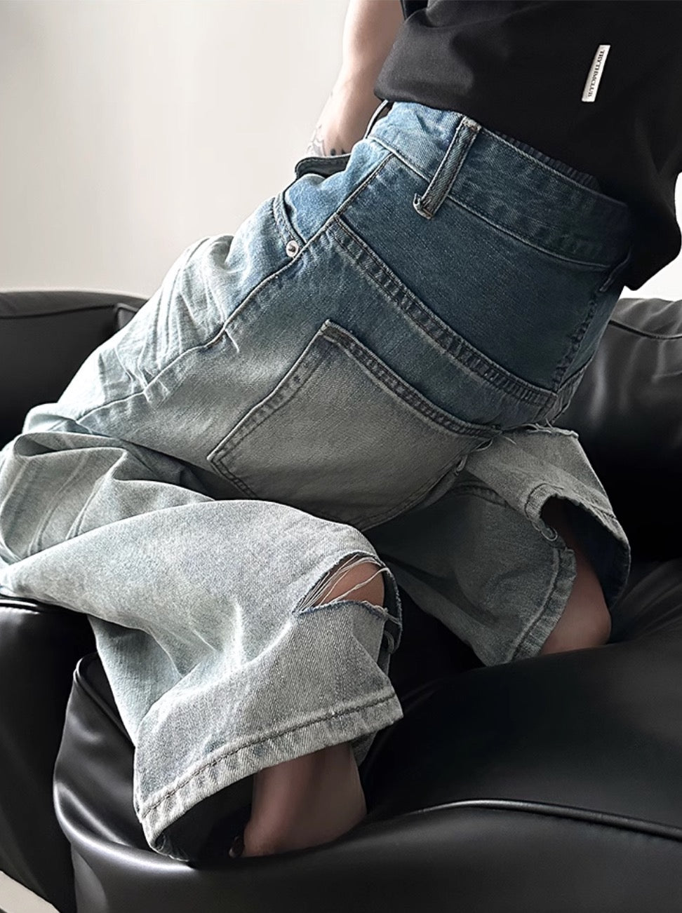 WASHED WIDE DENIM PANTS VFDES4232