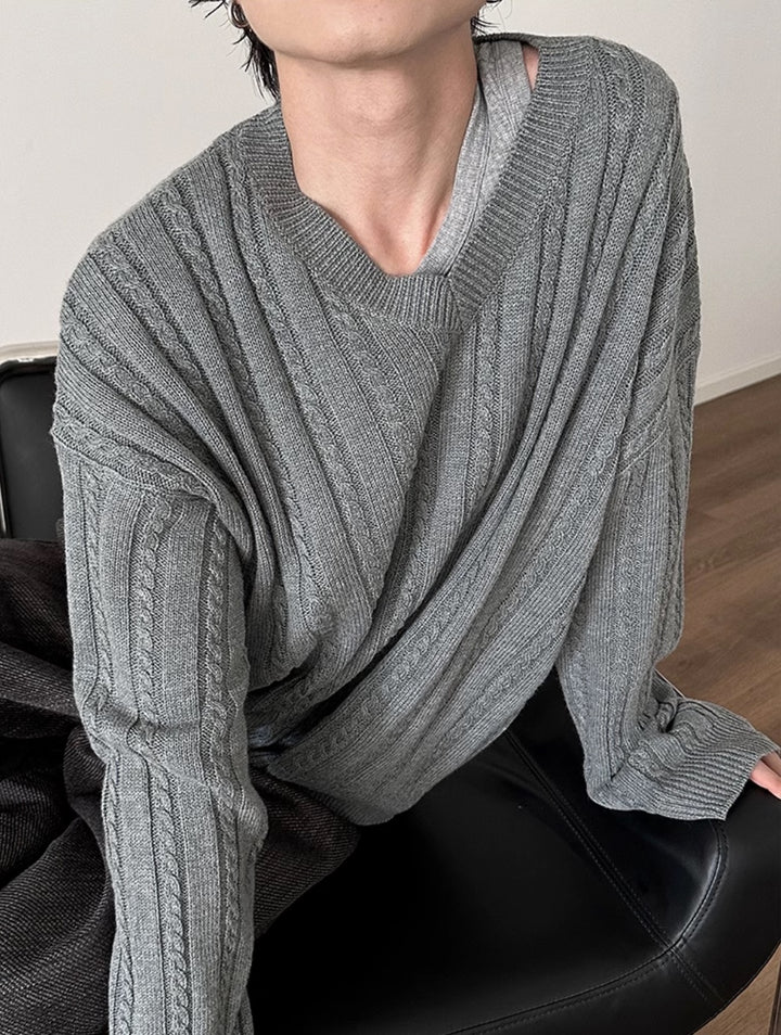 V NECK KNIT SWEATER VFDES4318