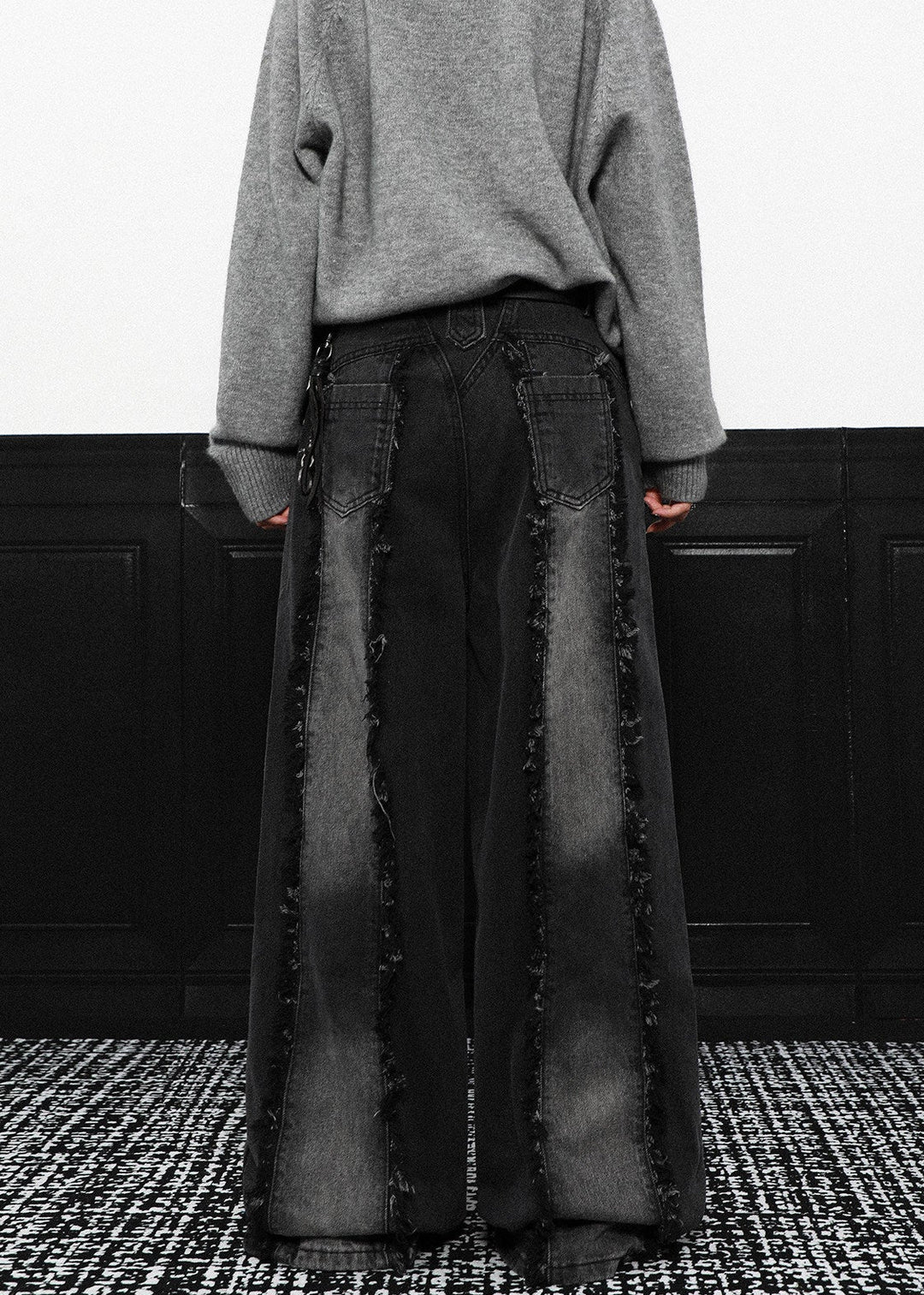 FRINGE STRIPE WIDE DENIM PANTS AEDES4580