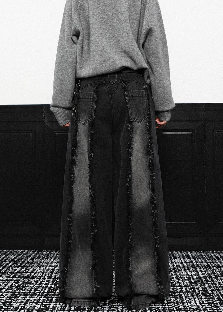 FRINGE STRIPE WIDE DENIM PANTS AEDES4580