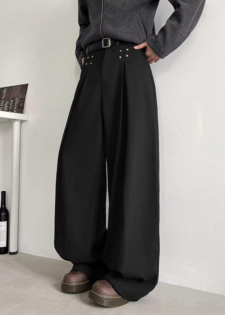 RIVET TUCK WIDE SLACKS BEDES4652