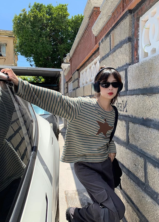 RETRO STRIPE STAR PATCH T-SHIRT BEDES4626