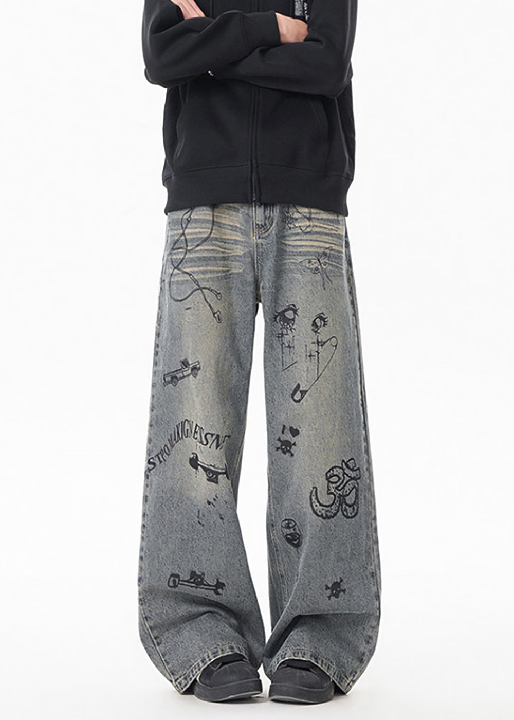 GRAFFITI WIDE LEG DENIM PANTS AEDES4573