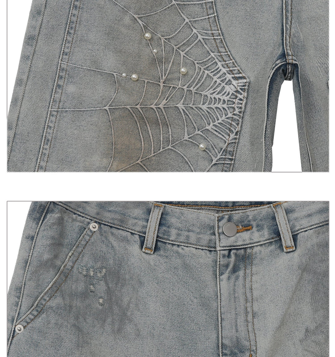 PEARL EMBROIDERED DENIM BERMUDA PANTS UWDES4482
