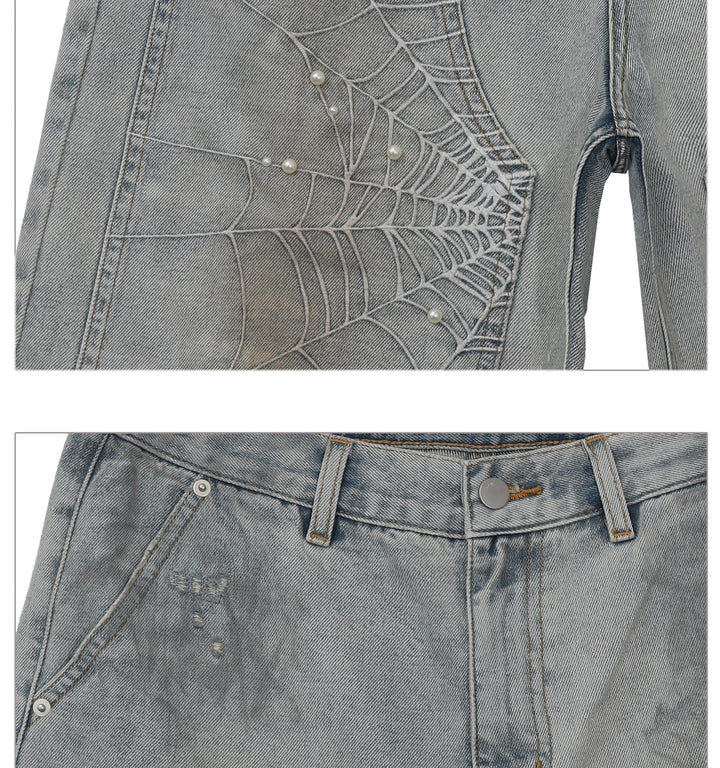 PEARL EMBROIDERED DENIM BERMUDA PANTS UWDES4482
