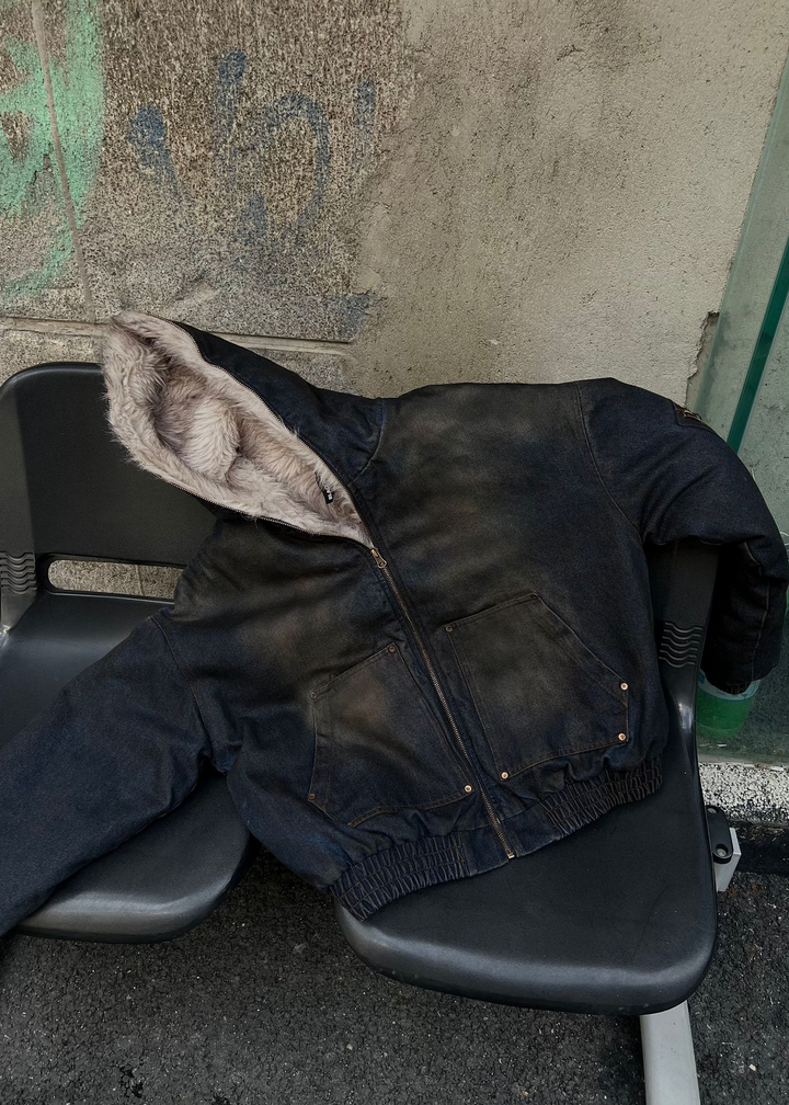 GRUNGE DENIM FUR HOOD BLOUSON BEDES4529