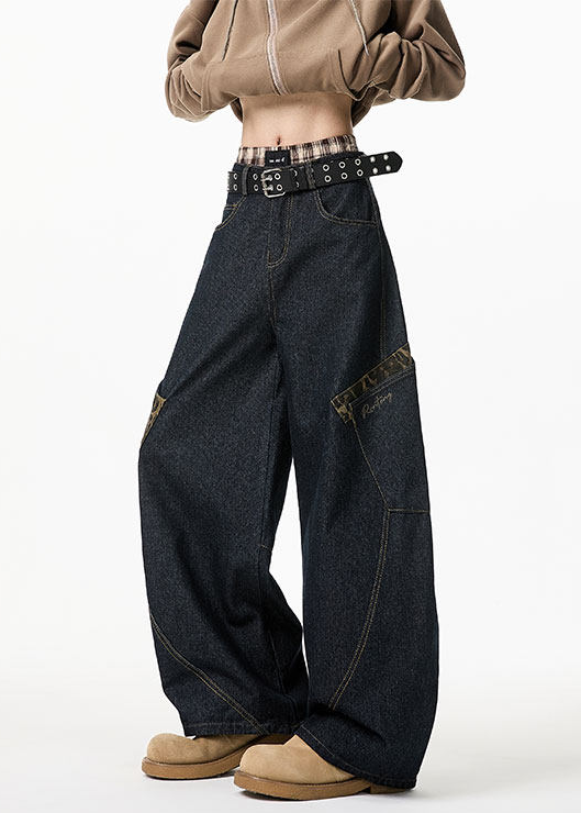 LEOPARD PATCH WIDE CURVE DENIM PANTS AEDES4593