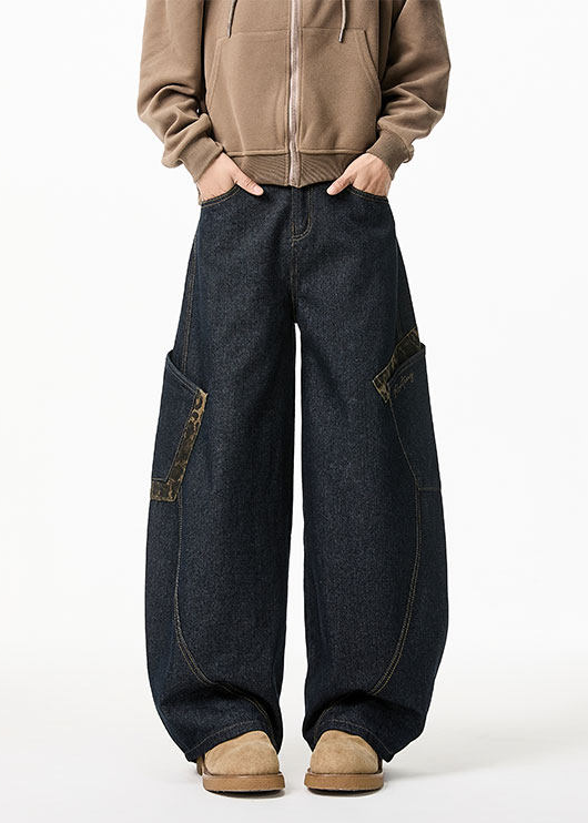 LEOPARD PATCH WIDE CURVE DENIM PANTS AEDES4593