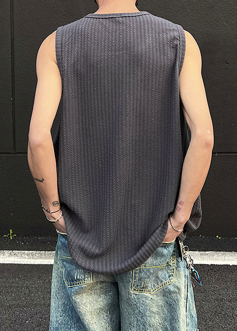 TEXTURED HENLEY TANK TOP BEDES4724