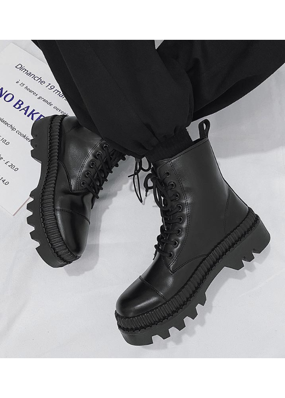 SIDE ZIP COMBAT PLATFORM BOOTS BEDES4546