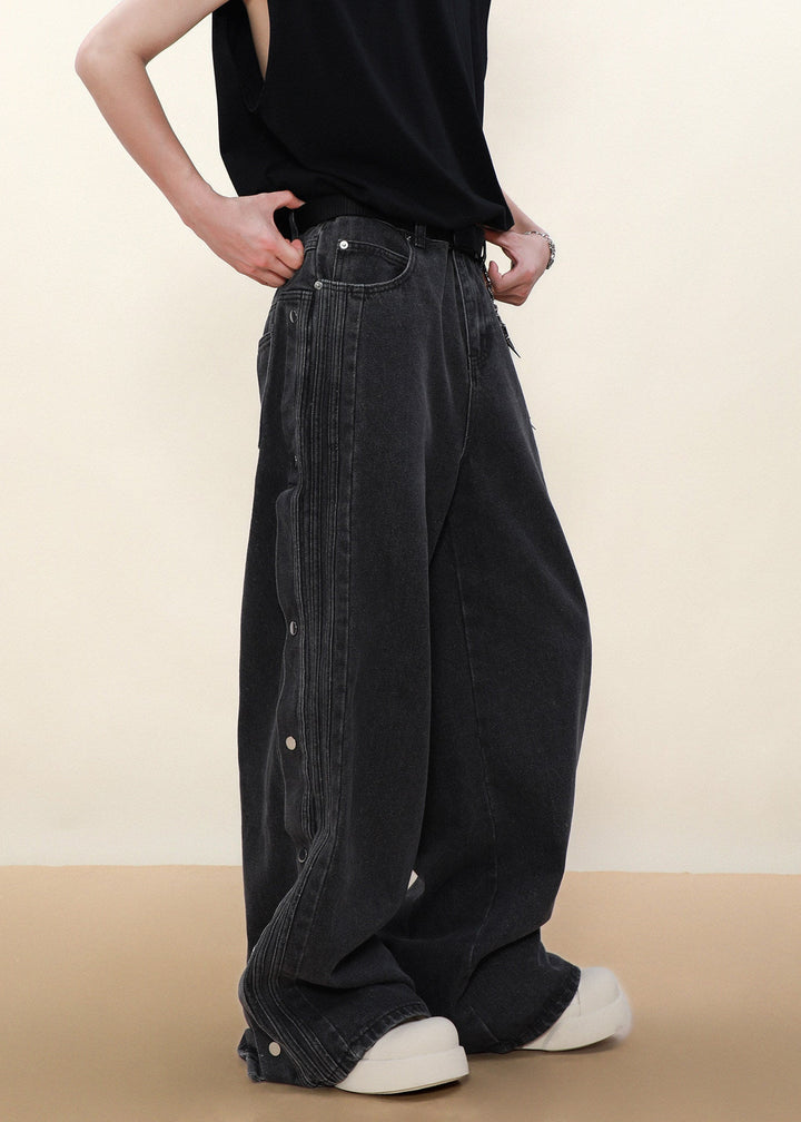 SIDE SNAP WIDE DENIM PANTS AEDES4594