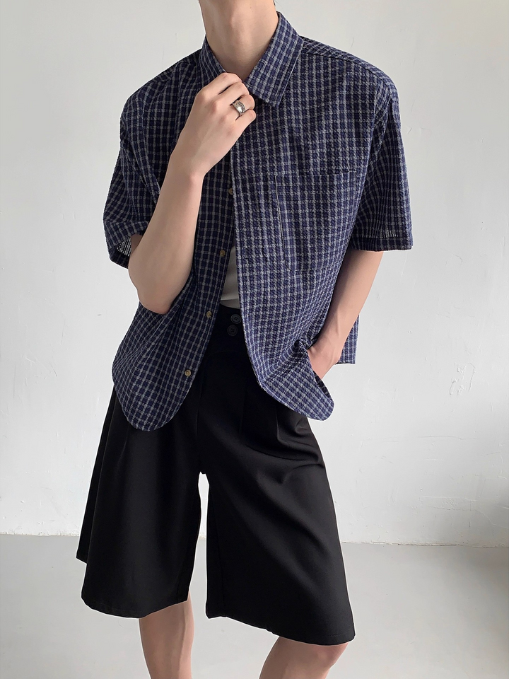 PLAID SEERSUCKER HALF SHIRT BEDES4644