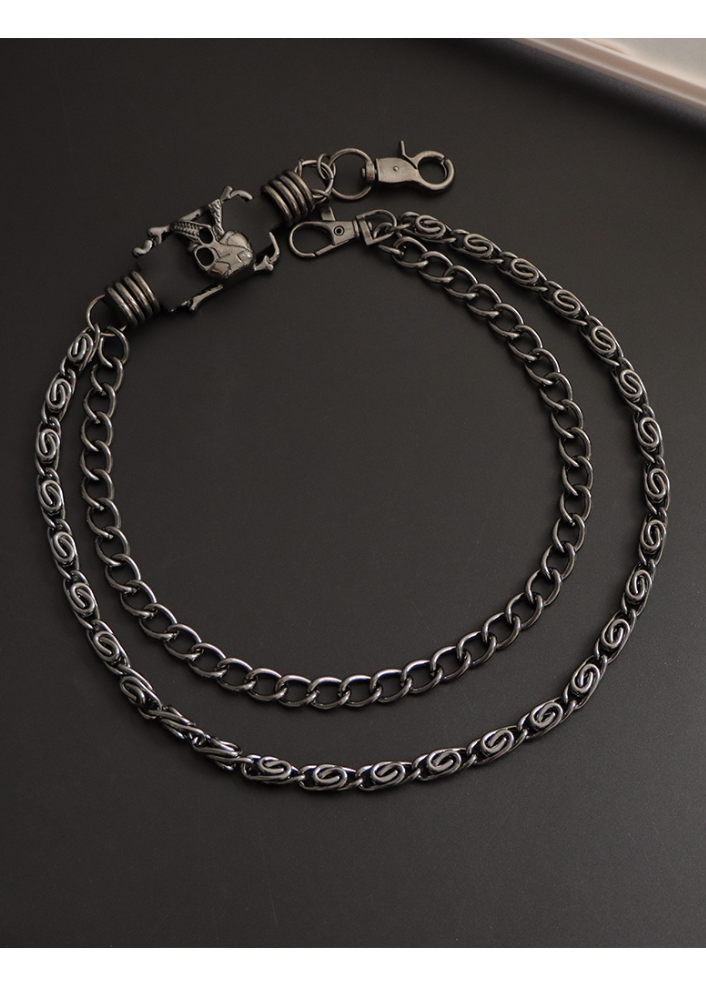 SKULL DOUBLE CHAIN WALLET CHAIN BEDES4713