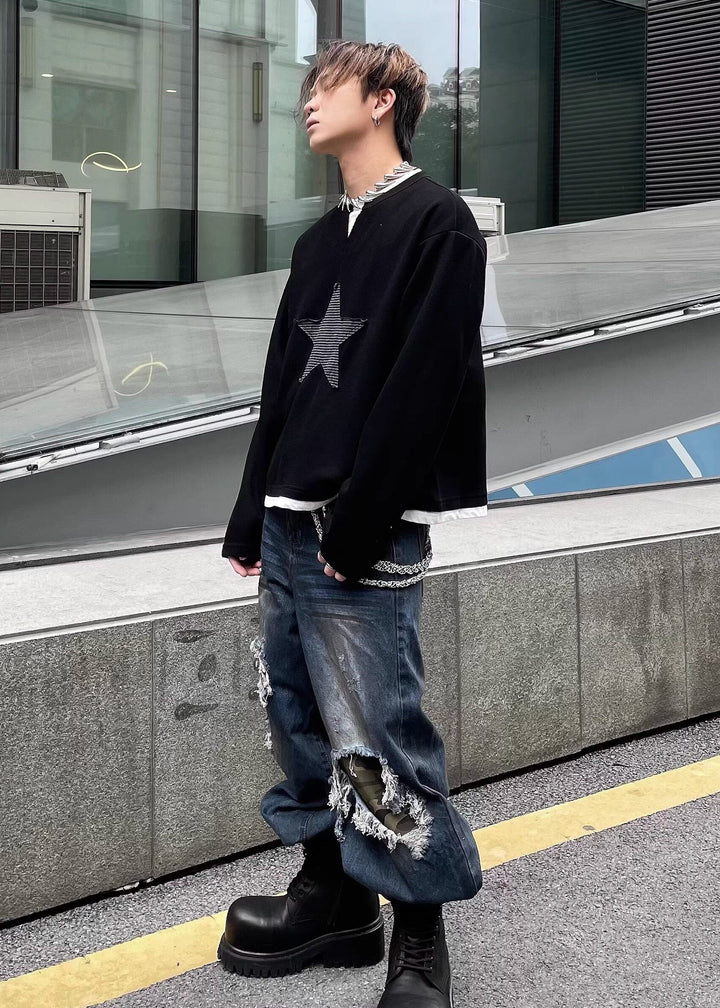 STAR PATCH LONG T-SHIRT DFDES4618