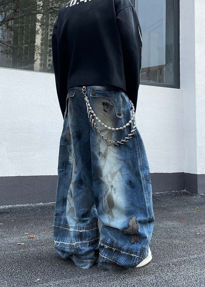 PATCHWORK DESIGNED WIDEDENIM PANTS DFDES4480