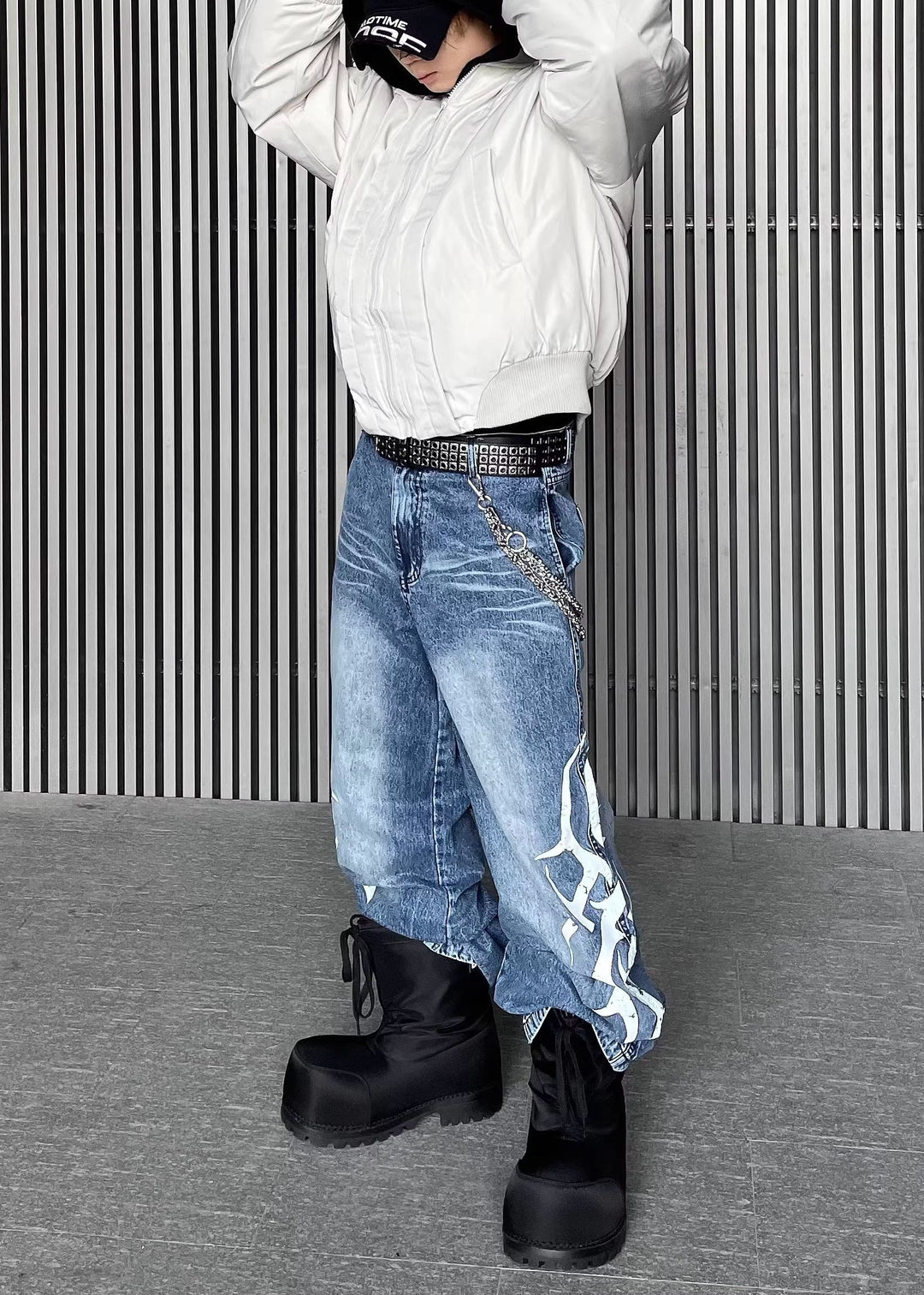 TRIBAL PAINT WIDE DENIM PANTS DFDES4498