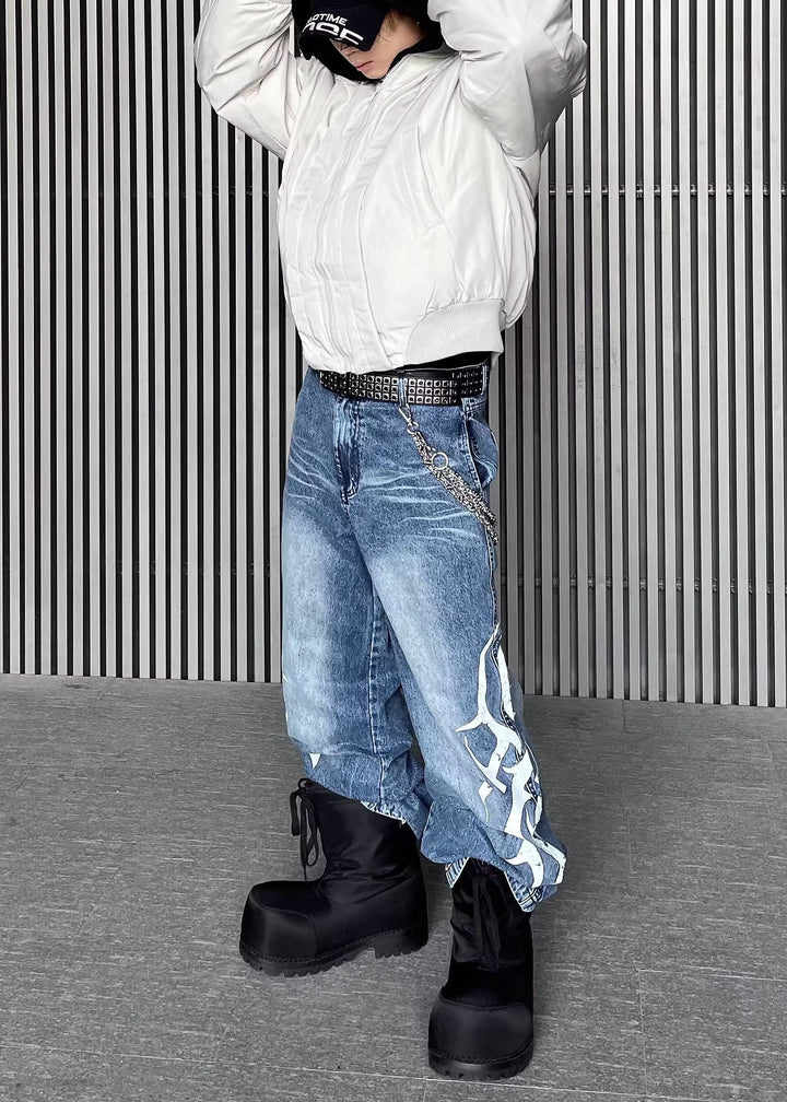 TRIBAL PAINT WIDE DENIM PANTS DFDES4498