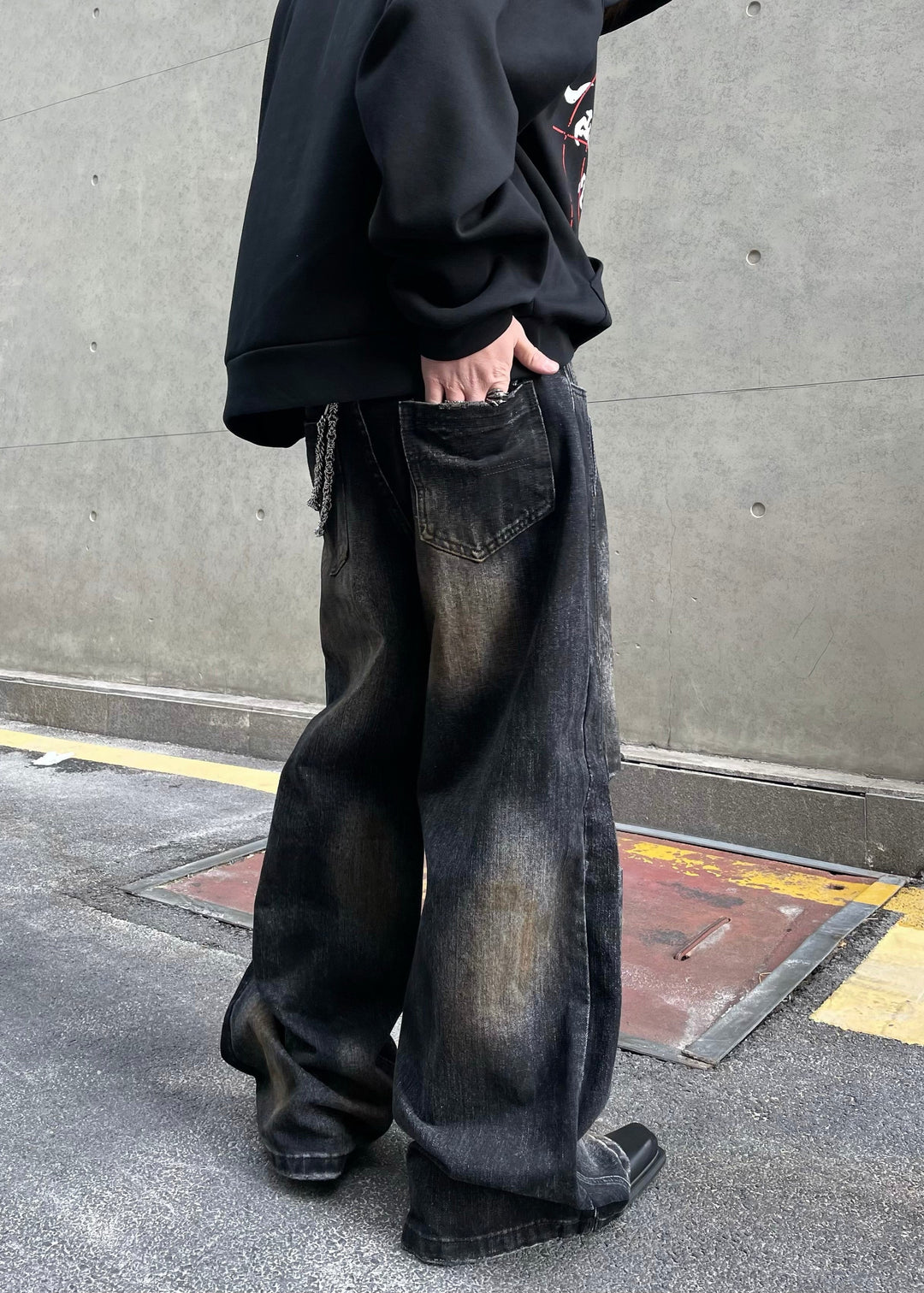 VINTAGELIKE PAINTED WIDE DENIM PANTS DFDES4475