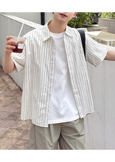 RELAXED FIT PINSTRIPE SHIRT BEDES4668