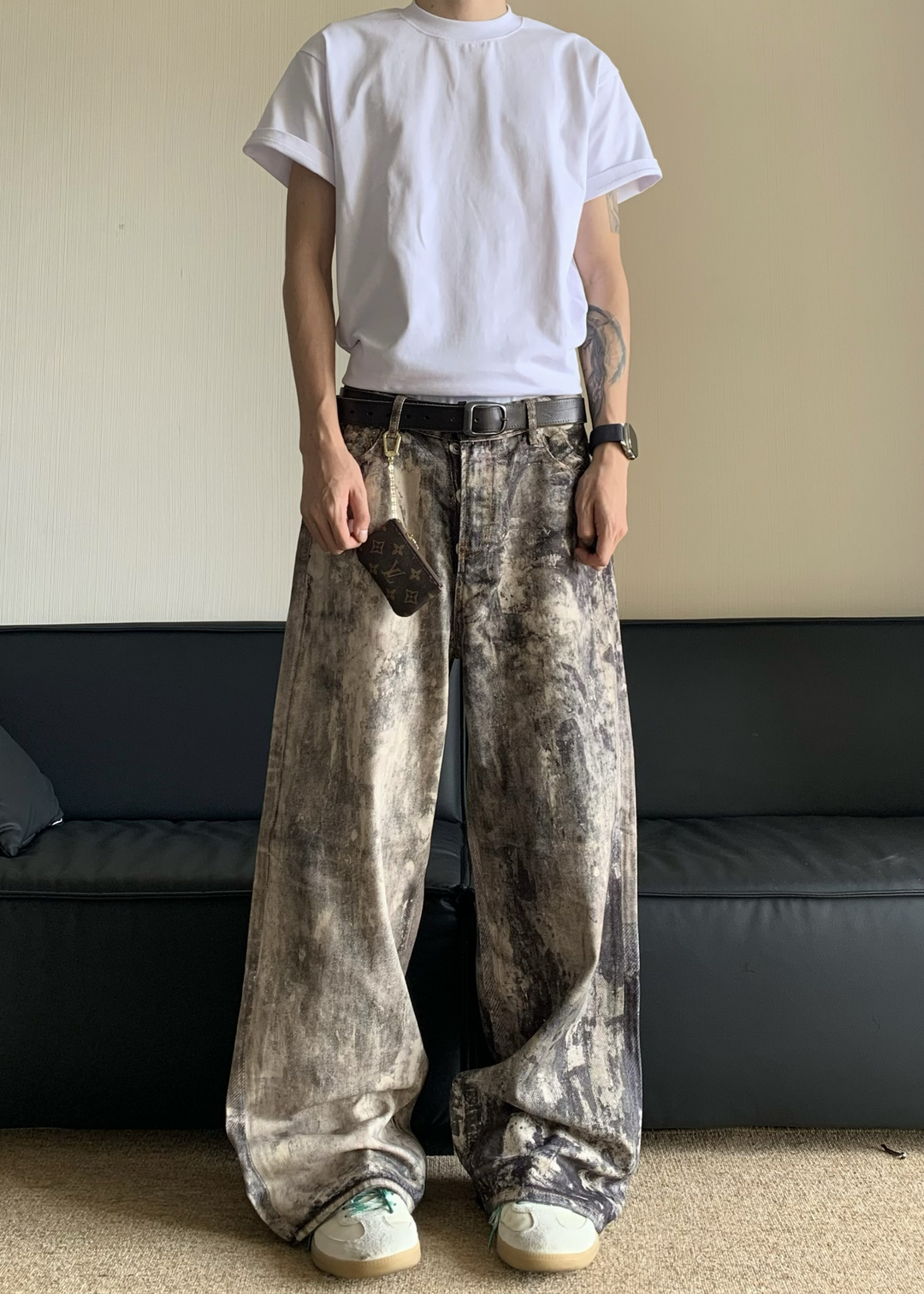 MARBLE WIDE DENIM PANTS BEDES4746