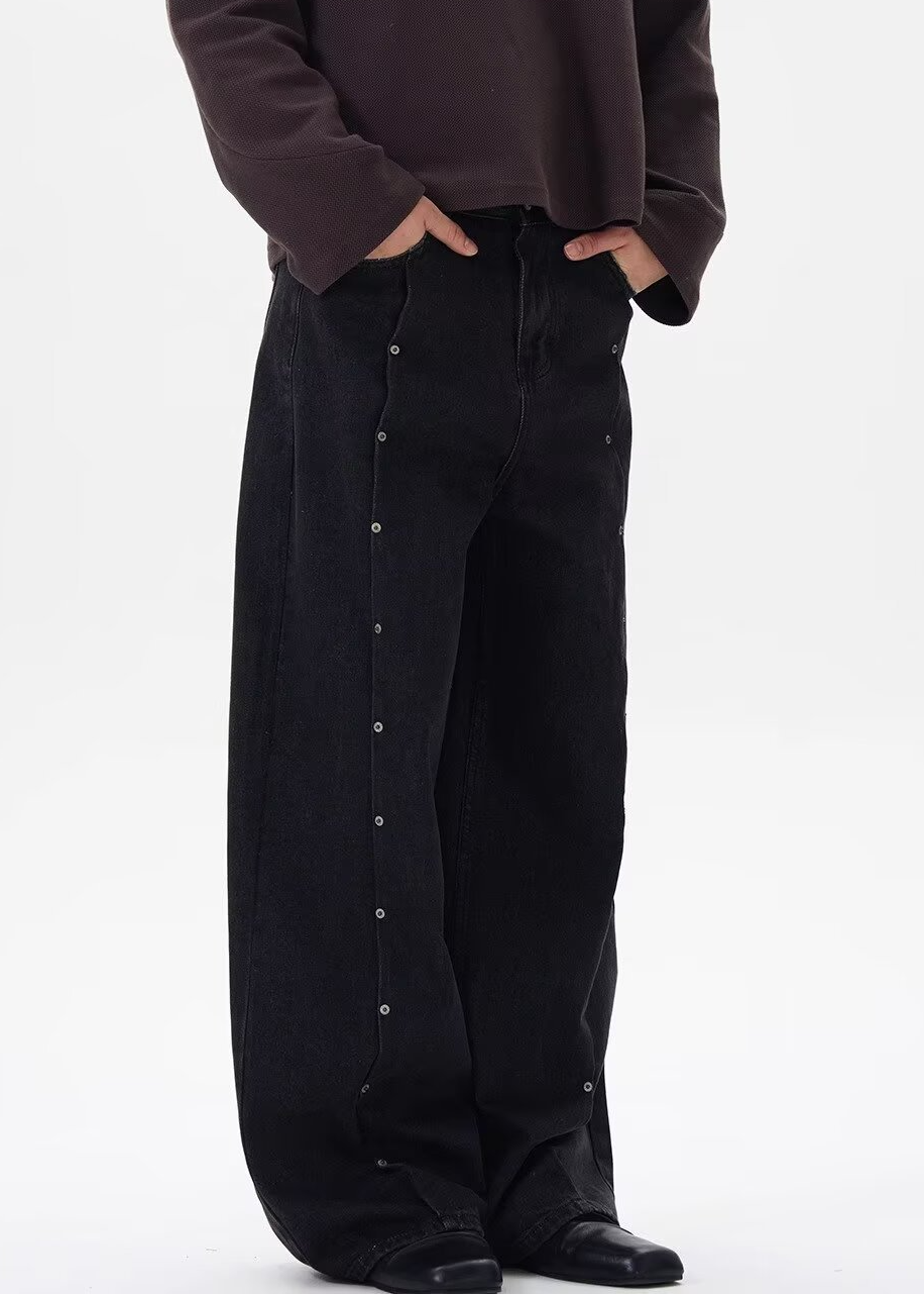 RIVET CURVE WIDE DENIM PANTS BEDES4640