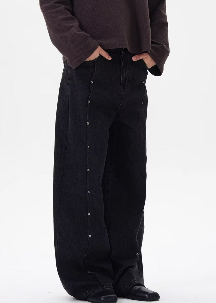 RIVET CURVE WIDE DENIM PANTS BEDES4640