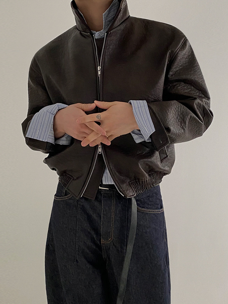 DOUBLE ZIP LEATHER JACKET BEDES4519