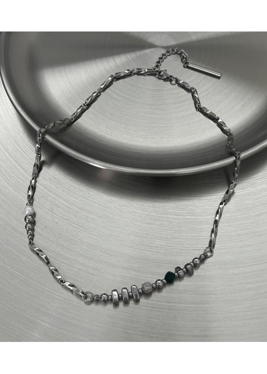 MIXED BEAD CHAIN NECKLACE BEDES4679