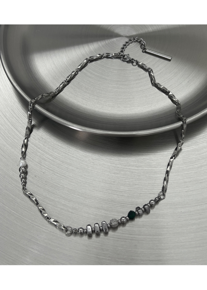 MIXED BEAD CHAIN NECKLACE BEDES4679
