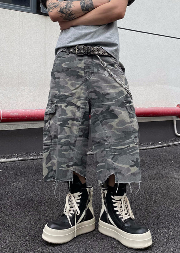 CAMO CARGO WIDE CROPPED PANTS DFDES4462