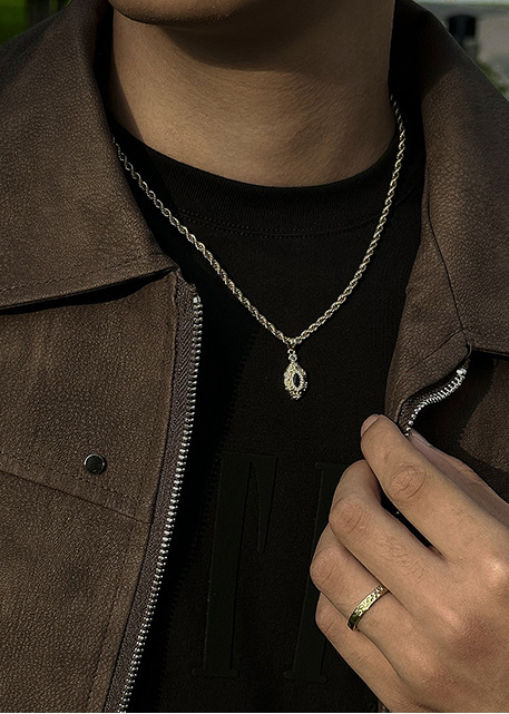 RETRO STONE ROPE CHAIN NECKLACE BEDES4729