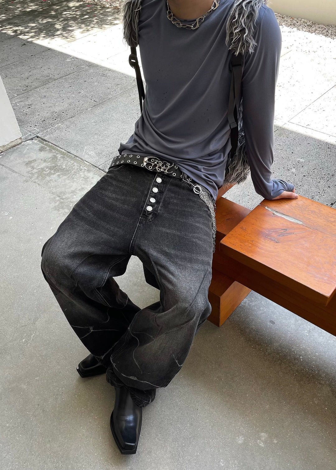 DESIGHNED WIDE DENIM PANTS DFDES4492