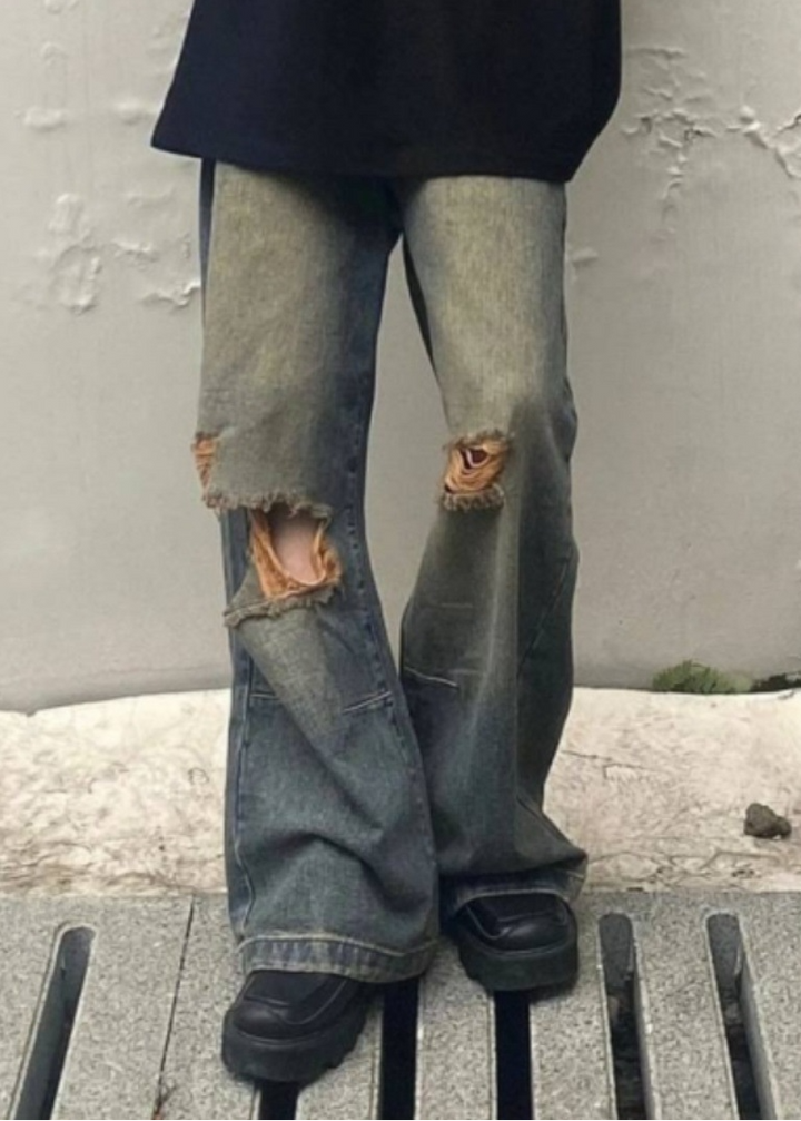 DISTRESSED FADE BAGGY DENIM BEDES4700