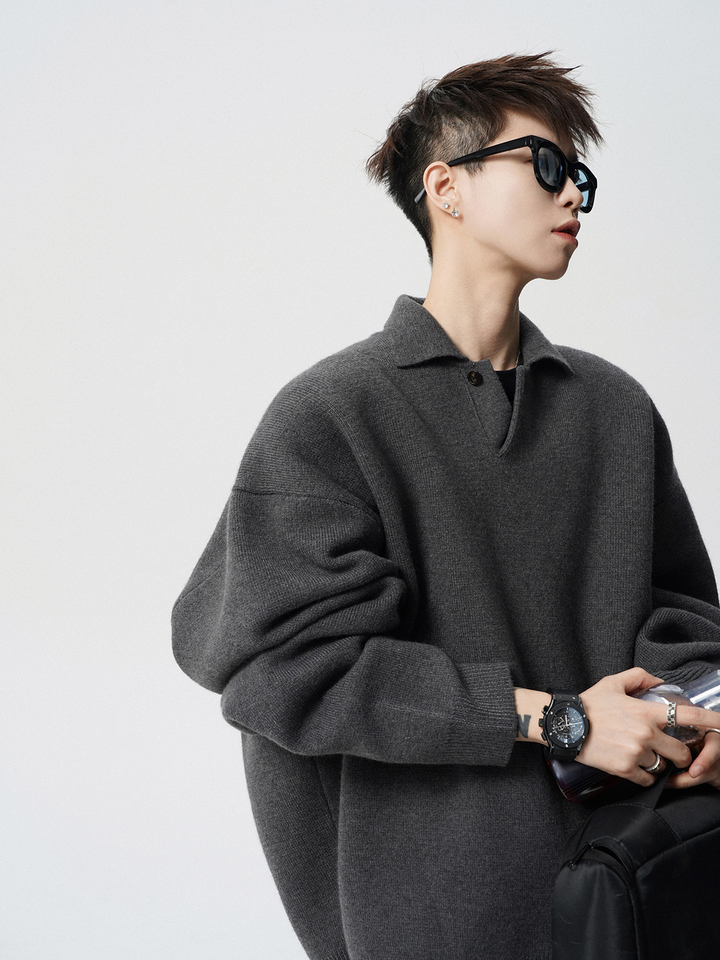 OVERSIZED POLO KNIT SWEATER BEDES4550