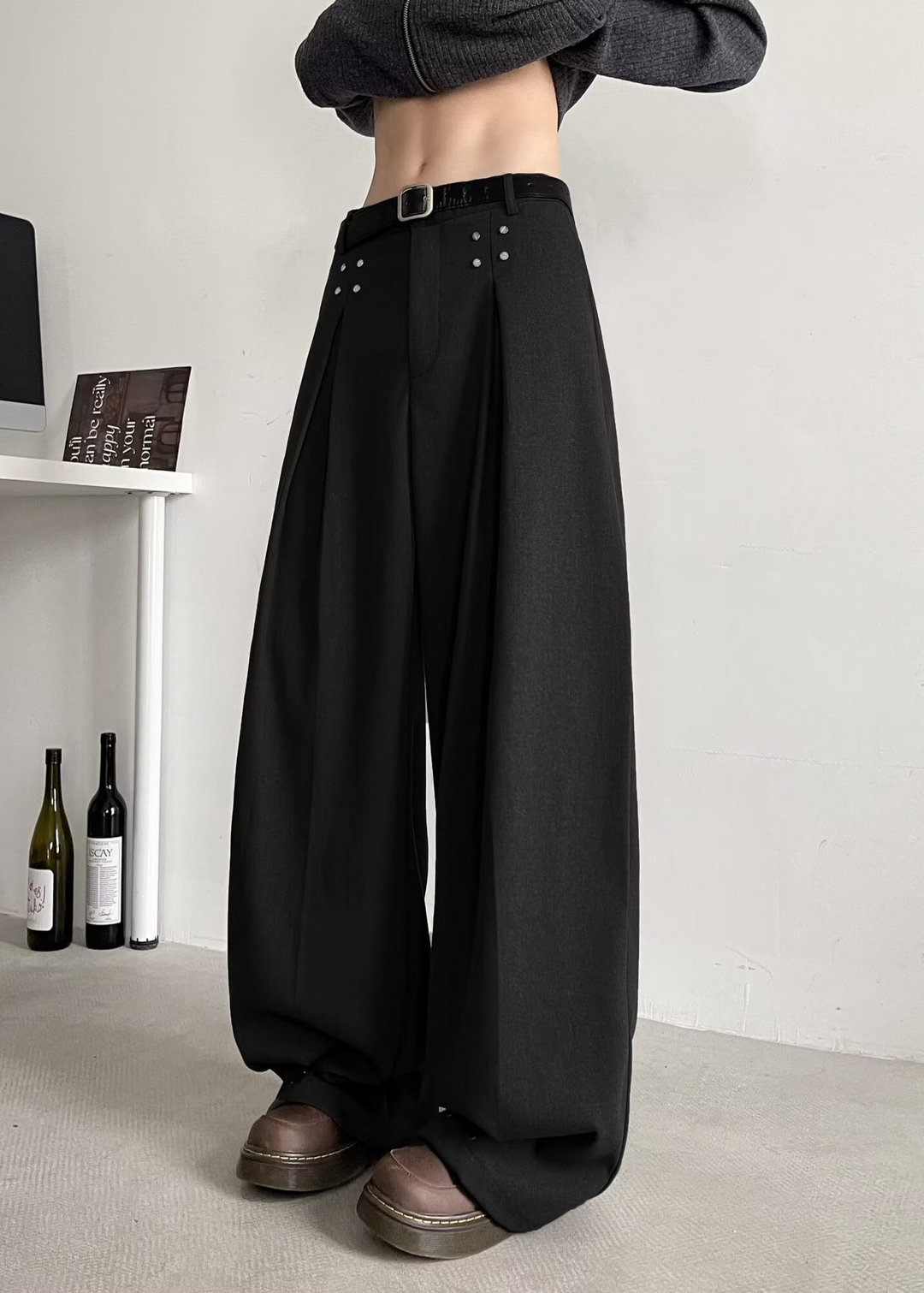 RIVET TUCK WIDE SLACKS BEDES4652