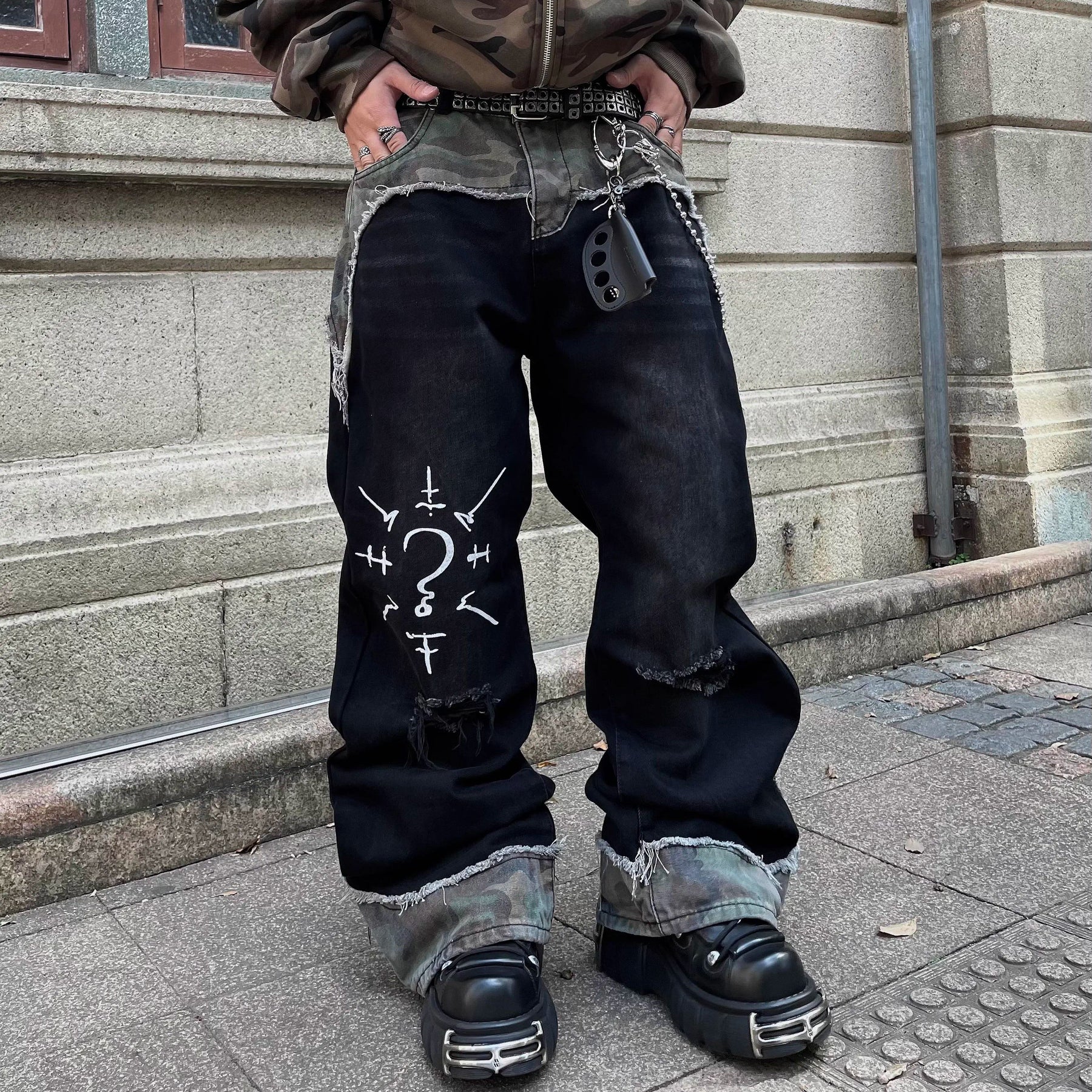 パンツ mmoption half docking damage blackdenim mmoption half docking damage blackdenim