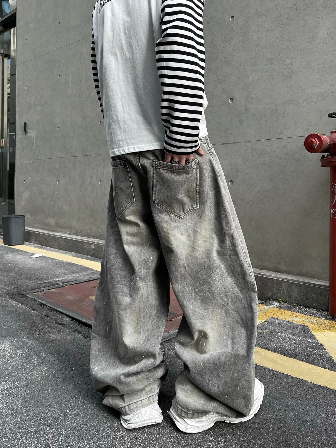 PAINTED BAGGY DENIM PANTS DFDES4429
