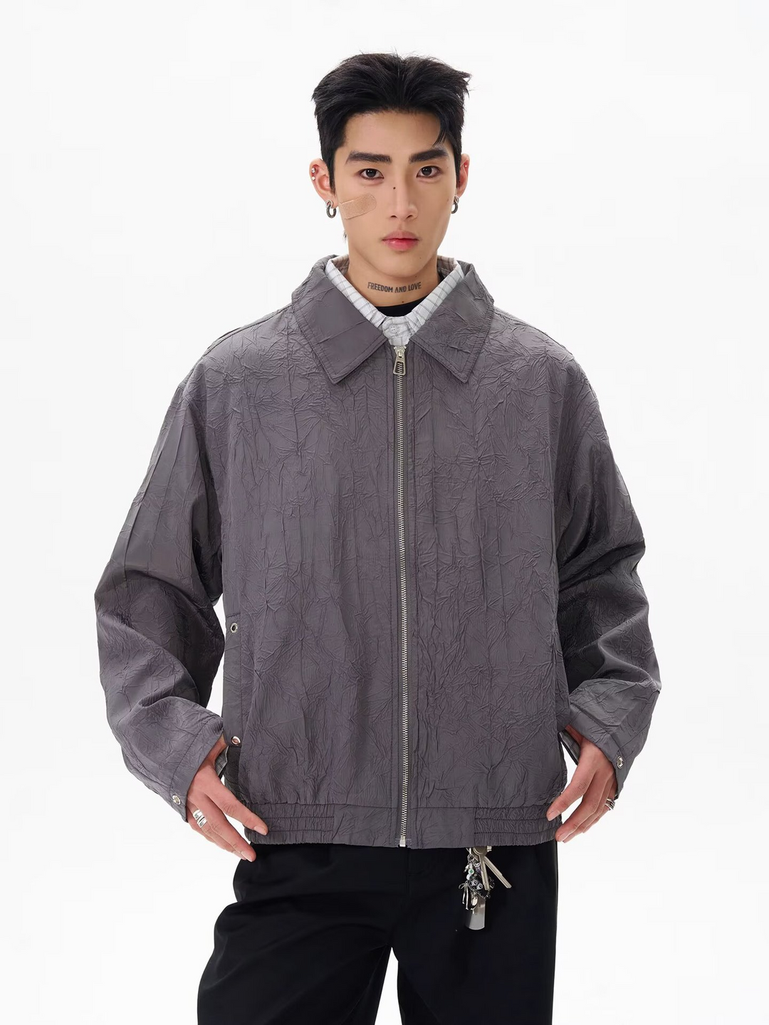 CRINKLE NYLON LIGHT ZIP JACKET BEDES4627