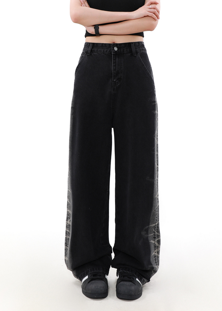 DESIGNED SIDE LINE WIDE DENIM PANTS AEDES4572