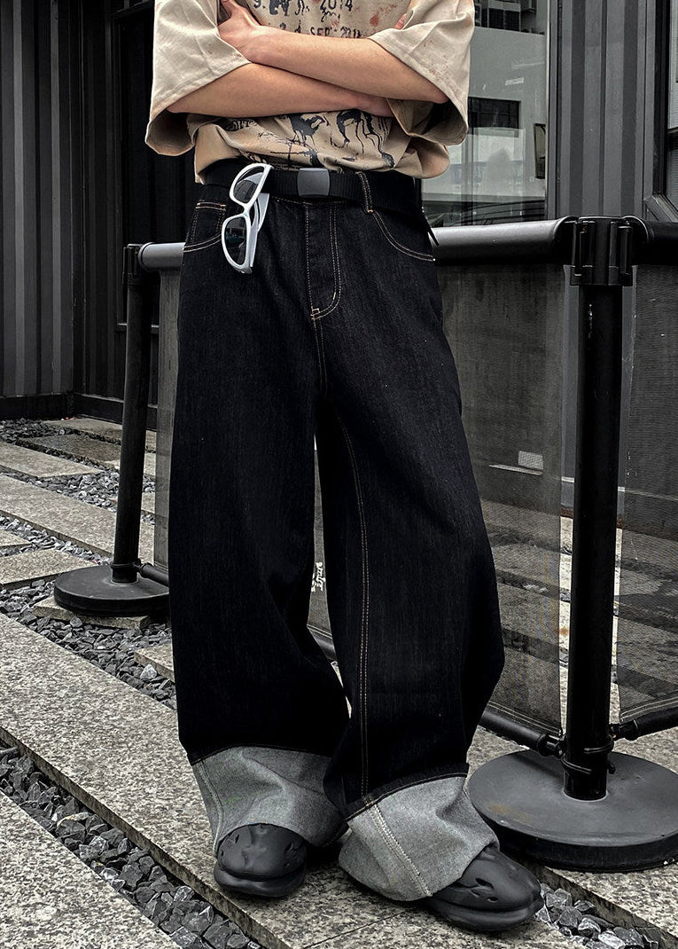 ROLL UP WIDE DENIM PANTS AEDES4568 - Deuku