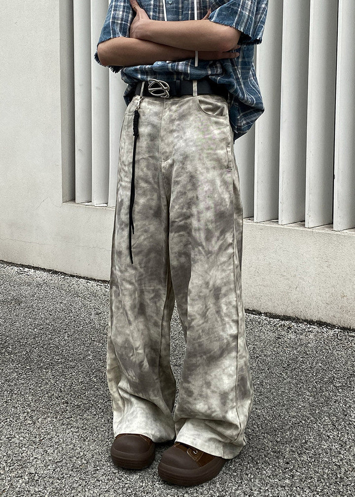 SMOKE TIE DYE SIDE PANEL WIDE PANTS AEDES4571 - Deuku