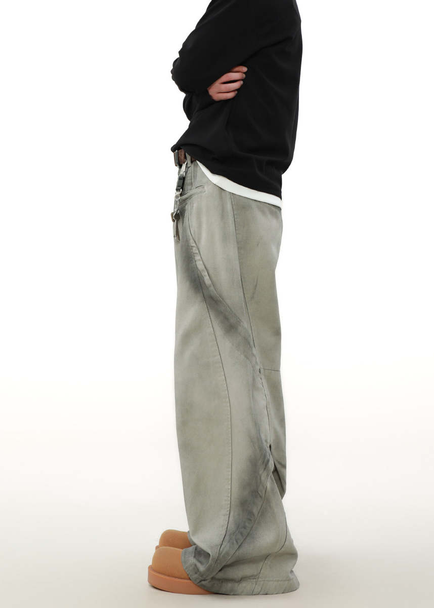 SMOKE DYE WIDE BAGGY PANTS AEDES4577