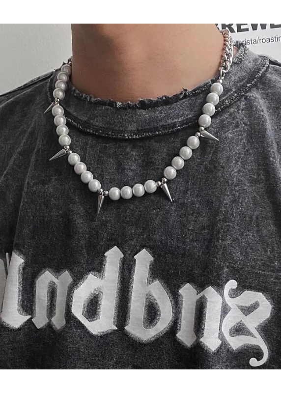 SPIKE PEARL NECKLACE BEDES4604